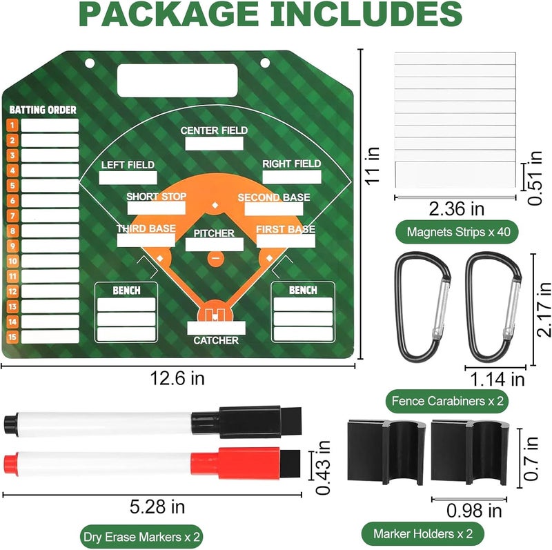 imdbean Magnetic Baseball Lineup Board for Dugout, Dry Erase Coach Lineup Board, Baseball Coaching Board, Baseball Clipboard for Coaches with 40 Lineup Cards, Baseball Coaching Accessories - Image 4